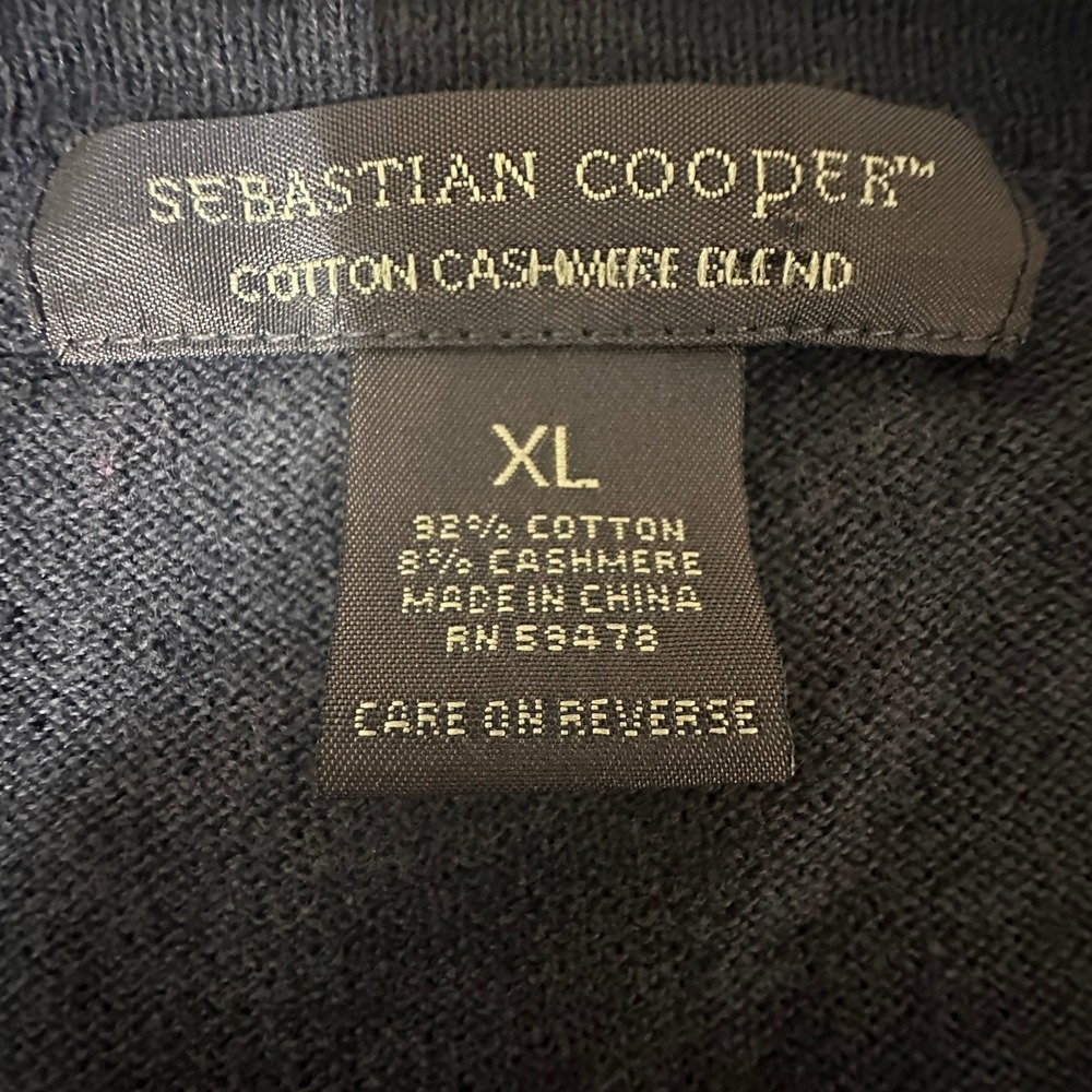Sebastian Cooper Sweater Men Brown Cashmere Blend V-Neck Knit Dark Academia XL - Picture 3 of 4